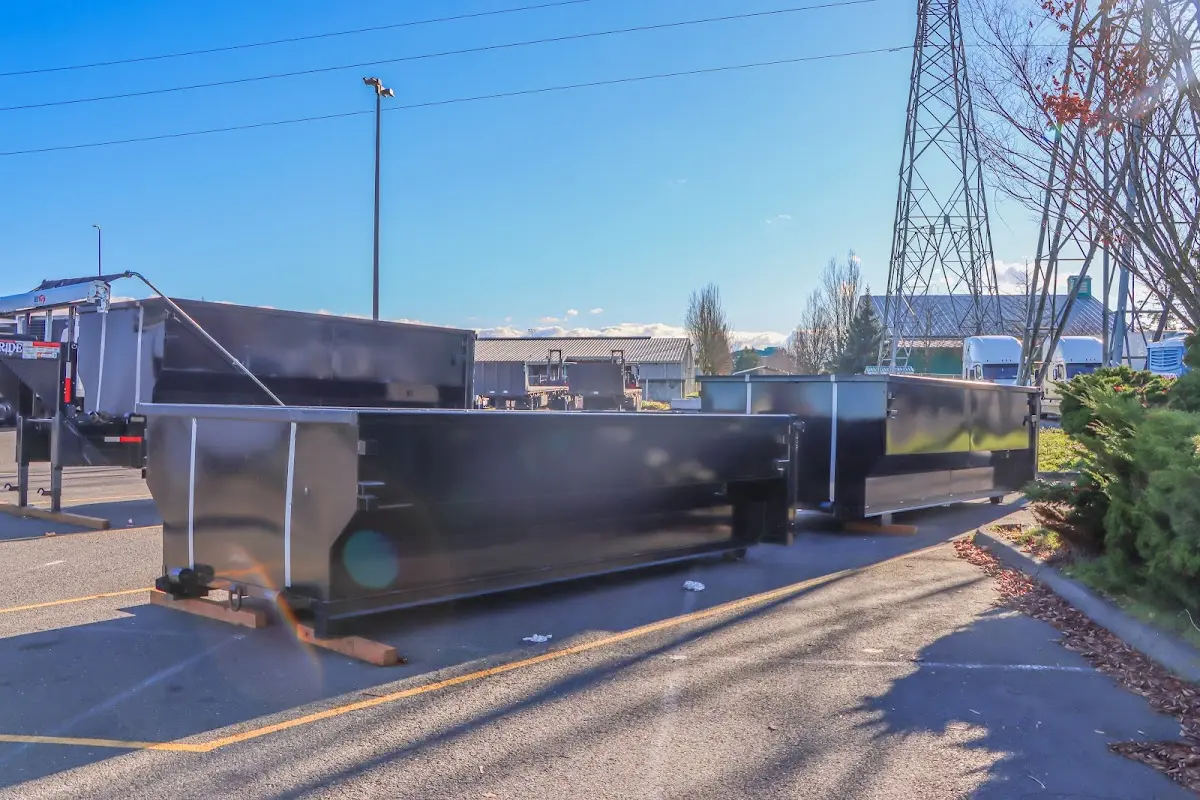 Roll-off dumpster ready for waste disposal at job site for 12 Yard Dumpster Rental in Selma
